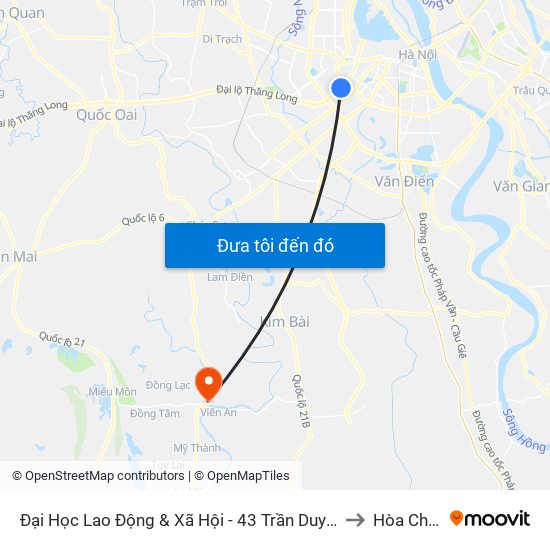 Đại Học Lao Động & Xã Hội - 43 Trần Duy Hưng to Hòa Chính map