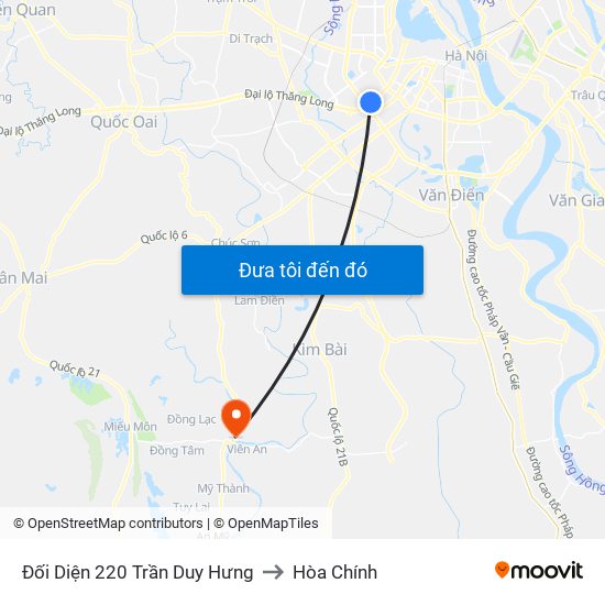 Đối Diện 220 Trần Duy Hưng to Hòa Chính map