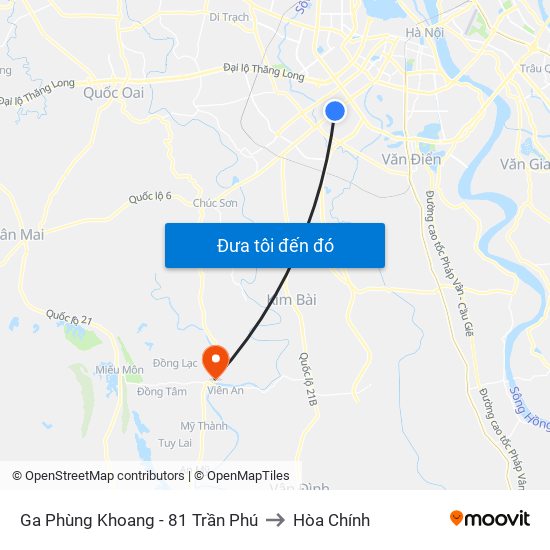 Ga Phùng Khoang - 81 Trần Phú to Hòa Chính map