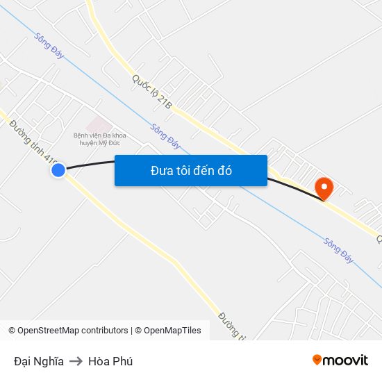 Đại Nghĩa to Hòa Phú map