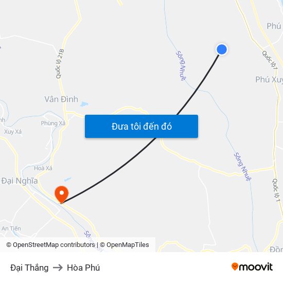 Đại Thắng to Hòa Phú map