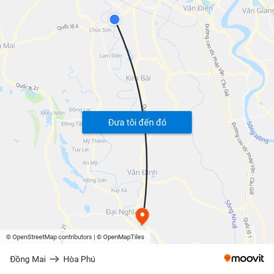 Đồng Mai to Hòa Phú map