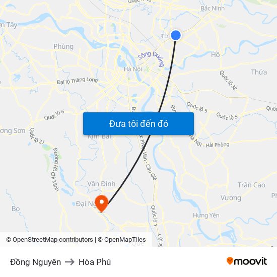Đồng Nguyên to Hòa Phú map