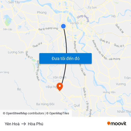 Yên Hoà to Hòa Phú map