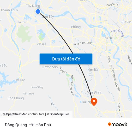 Đông Quang to Hòa Phú map