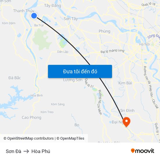 Sơn Đà to Hòa Phú map