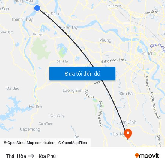 Thái Hòa to Hòa Phú map