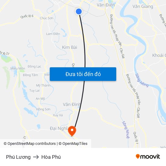 Phú Lương to Hòa Phú map