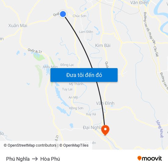 Phú Nghĩa to Hòa Phú map