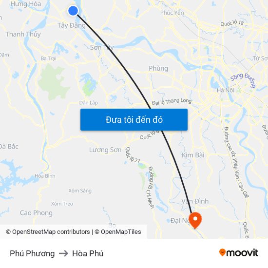 Phú Phương to Hòa Phú map