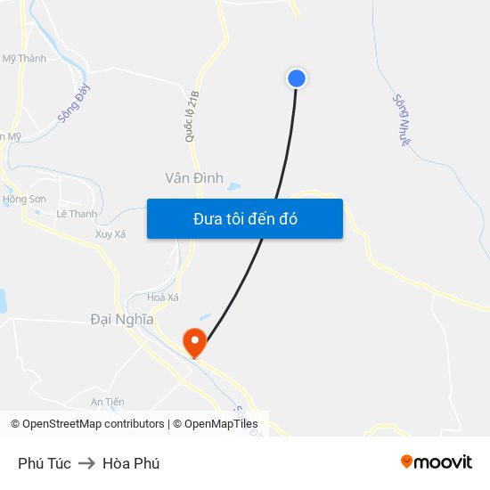 Phú Túc to Hòa Phú map