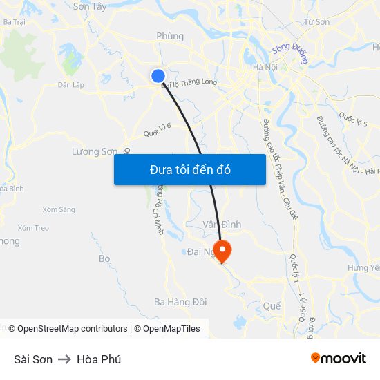 Sài Sơn to Hòa Phú map