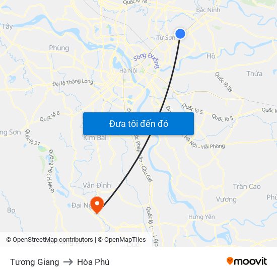Tương Giang to Hòa Phú map