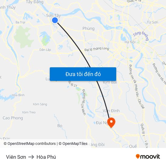 Viên Sơn to Hòa Phú map