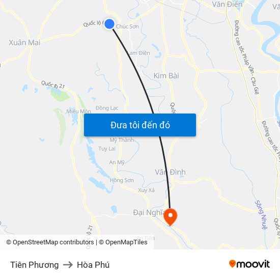 Tiên Phương to Hòa Phú map