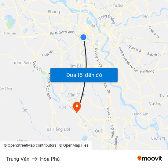 Trung Văn to Hòa Phú map