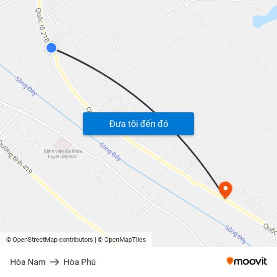 Hòa Nam to Hòa Phú map