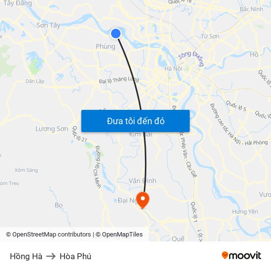 Hồng Hà to Hòa Phú map