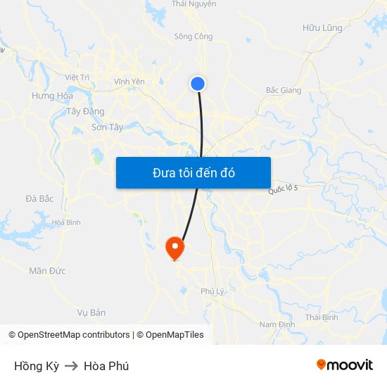 Hồng Kỳ to Hòa Phú map