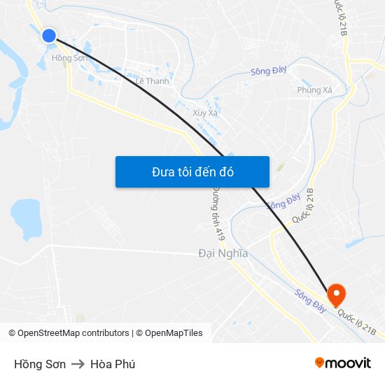 Hồng Sơn to Hòa Phú map