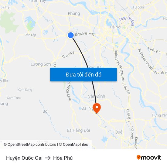 Huyện Quốc Oai to Hòa Phú map