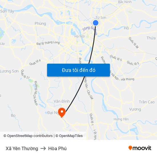 Xã Yên Thường to Hòa Phú map