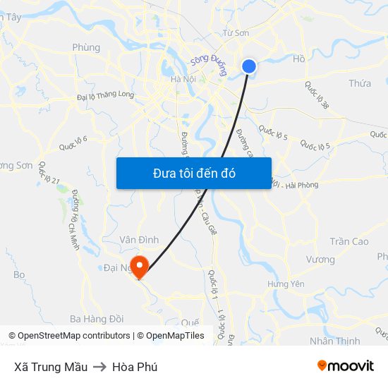 Xã Trung Mầu to Hòa Phú map