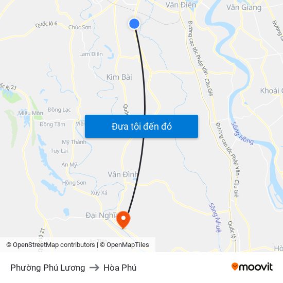 Phường Phú Lương to Hòa Phú map