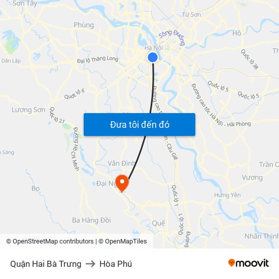 Quận Hai Bà Trưng to Hòa Phú map