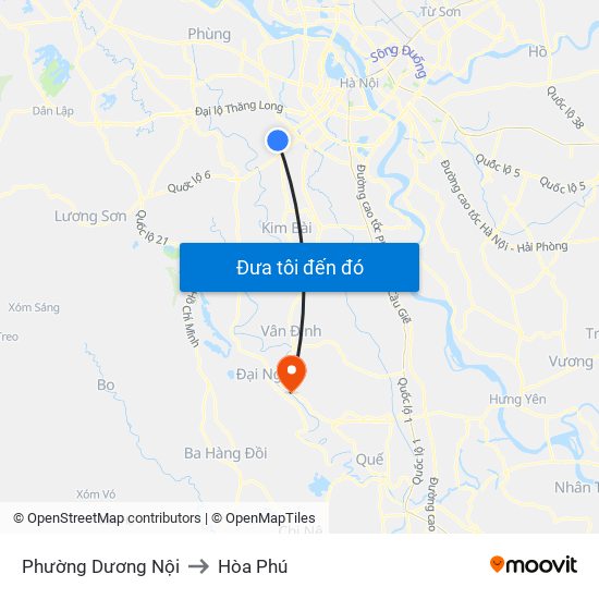 Phường Dương Nội to Hòa Phú map