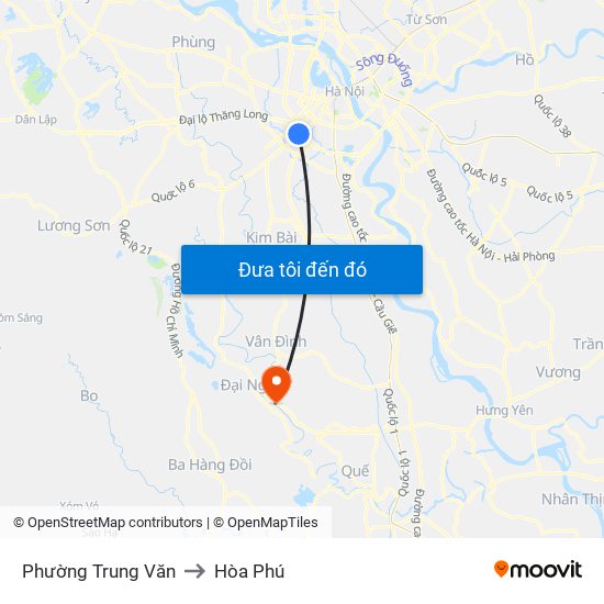 Phường Trung Văn to Hòa Phú map