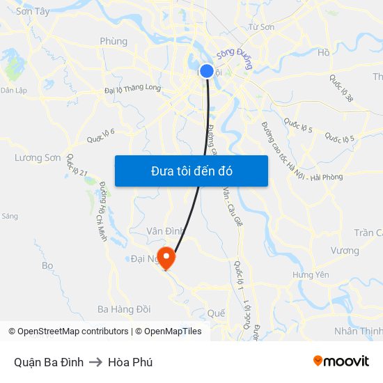 Quận Ba Đình to Hòa Phú map
