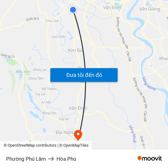 Phường Phú Lãm to Hòa Phú map