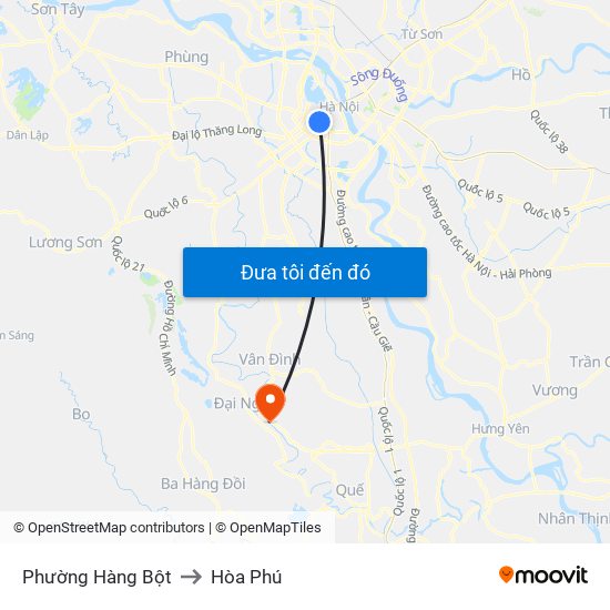 Phường Hàng Bột to Hòa Phú map