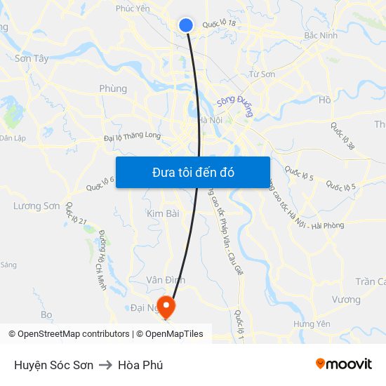 Huyện Sóc Sơn to Hòa Phú map