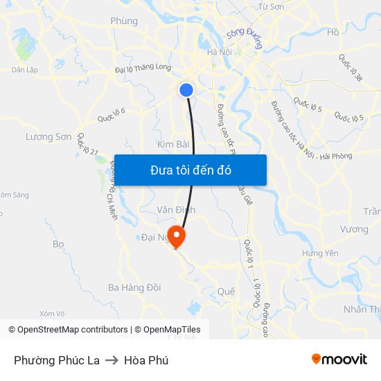 Phường Phúc La to Hòa Phú map