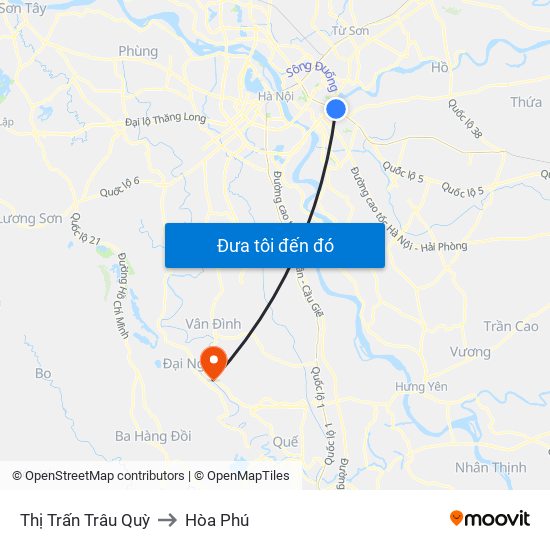 Thị Trấn Trâu Quỳ to Hòa Phú map