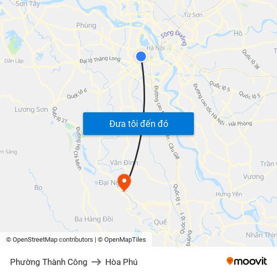 Phường Thành Công to Hòa Phú map