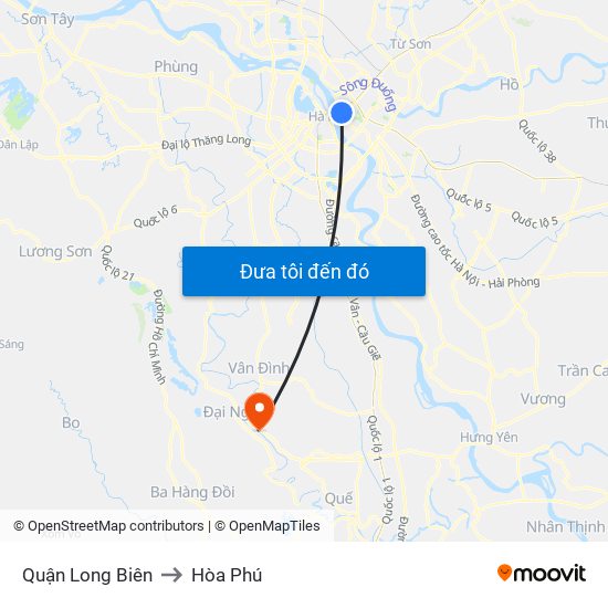 Quận Long Biên to Hòa Phú map