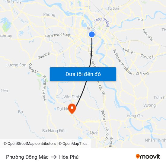 Phường Đống Mác to Hòa Phú map