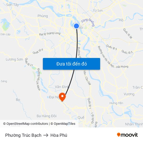 Phường Trúc Bạch to Hòa Phú map