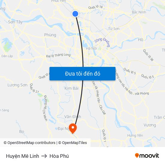 Huyện Mê Linh to Hòa Phú map