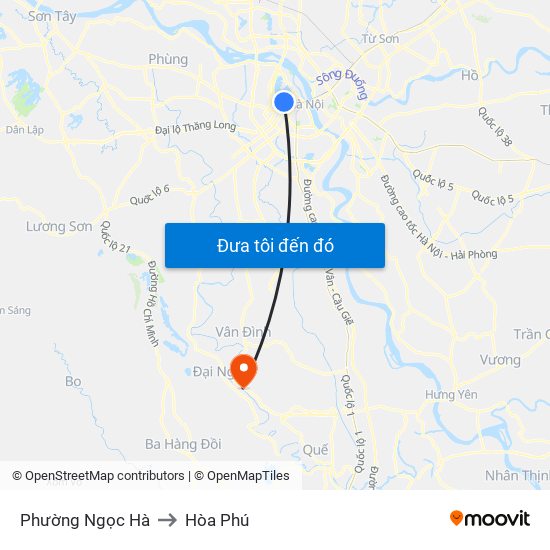 Phường Ngọc Hà to Hòa Phú map