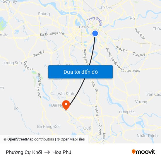 Phường Cự Khối to Hòa Phú map