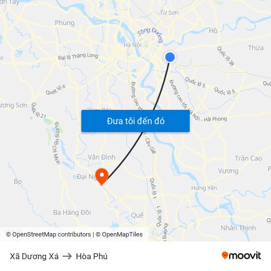 Xã Dương Xá to Hòa Phú map