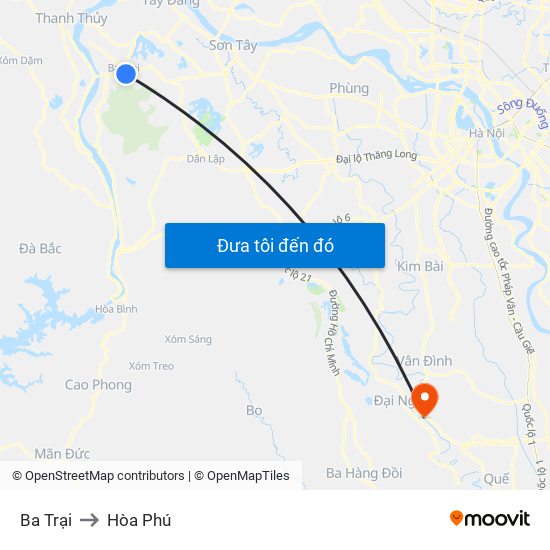 Ba Trại to Hòa Phú map