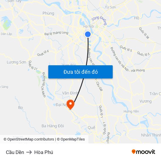 Cầu Dền to Hòa Phú map