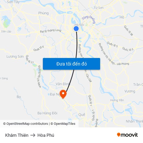 Khâm Thiên to Hòa Phú map