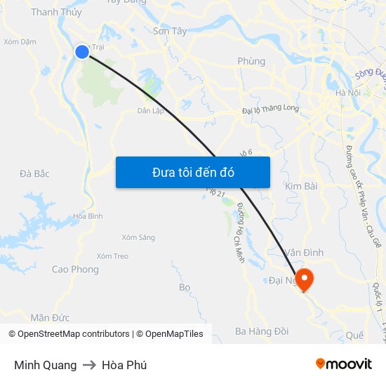 Minh Quang to Hòa Phú map