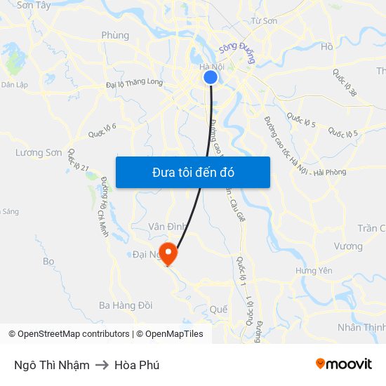 Ngô Thì Nhậm to Hòa Phú map